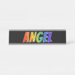 [ Thumbnail: First Name "Angel": Fun Rainbow Coloring Desk Name Plate ]