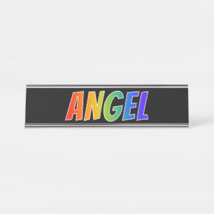 First Name "ANGEL": Fun Rainbow Coloring Desk Name Plate