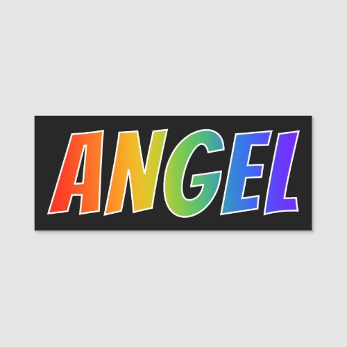 First Name ANGEL Fun Rainbow Coloring Name Tag