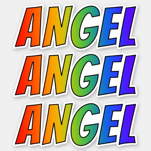 First Name ANGEL w Fun Rainbow Coloring Sticker