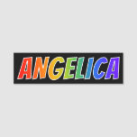 [ Thumbnail: First Name "Angelica": Fun Rainbow Coloring Name Tag ]