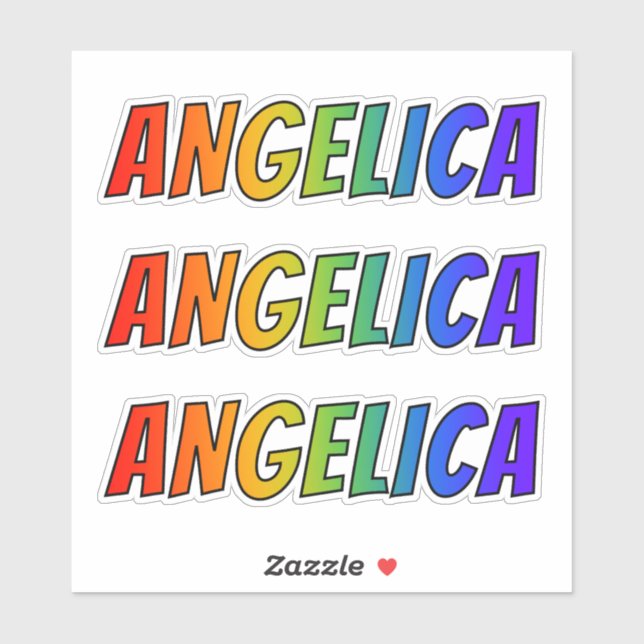 First Name "ANGELICA" w/ Fun Rainbow Coloring Sticker (Sheet)