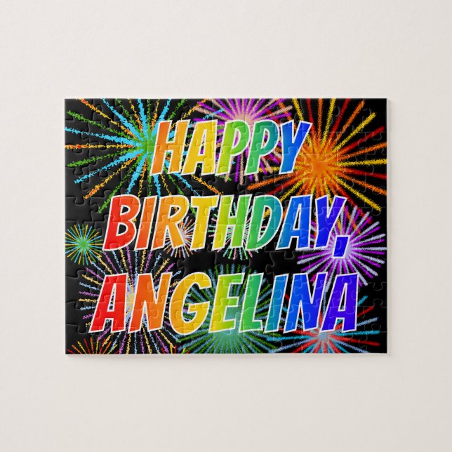 First Name "ANGELINA", Fun "HAPPY BIRTHDAY" Jigsaw Puzzle (Horizontal)