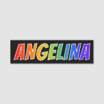 [ Thumbnail: First Name "Angelina": Fun Rainbow Coloring Name Tag ]