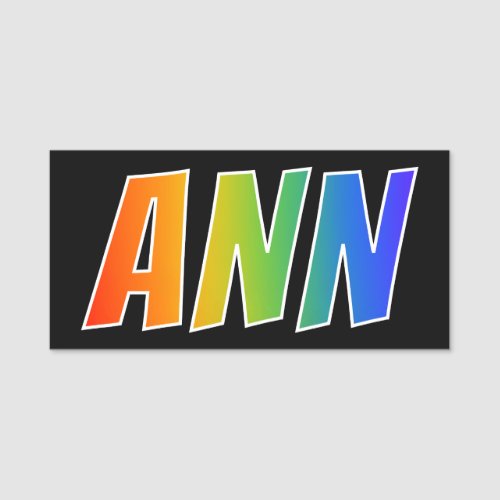 First Name ANN Fun Rainbow Coloring Name Tag