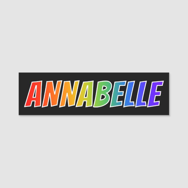 First Name "ANNABELLE": Fun Rainbow Coloring Tag (Front)
