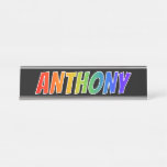 [ Thumbnail: First Name "Anthony": Fun Rainbow Coloring Desk Name Plate ]