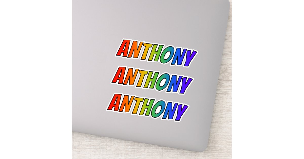 First Name "ANTHONY" w/ Fun Rainbow Coloring Sticker Zazzle