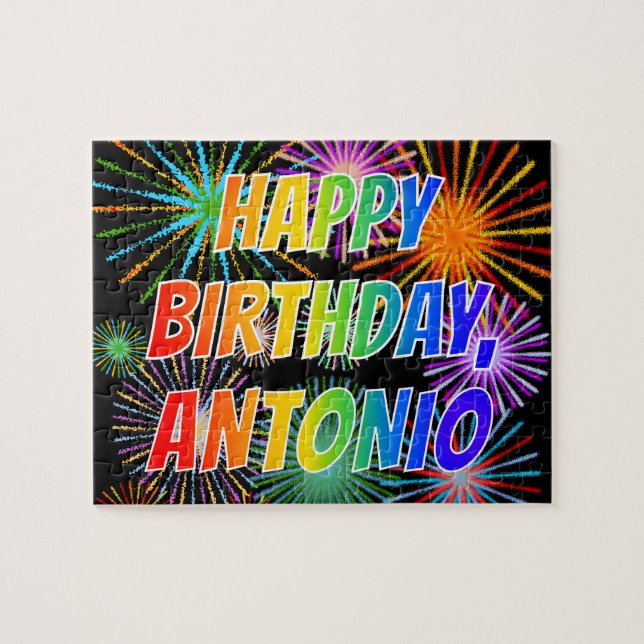 First Name "ANTONIO", Fun "HAPPY BIRTHDAY" Jigsaw Puzzle (Horizontal)
