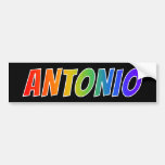 [ Thumbnail: First Name "Antonio": Fun Rainbow Coloring Bumper Sticker ]