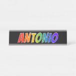 [ Thumbnail: First Name "Antonio": Fun Rainbow Coloring Desk Name Plate ]