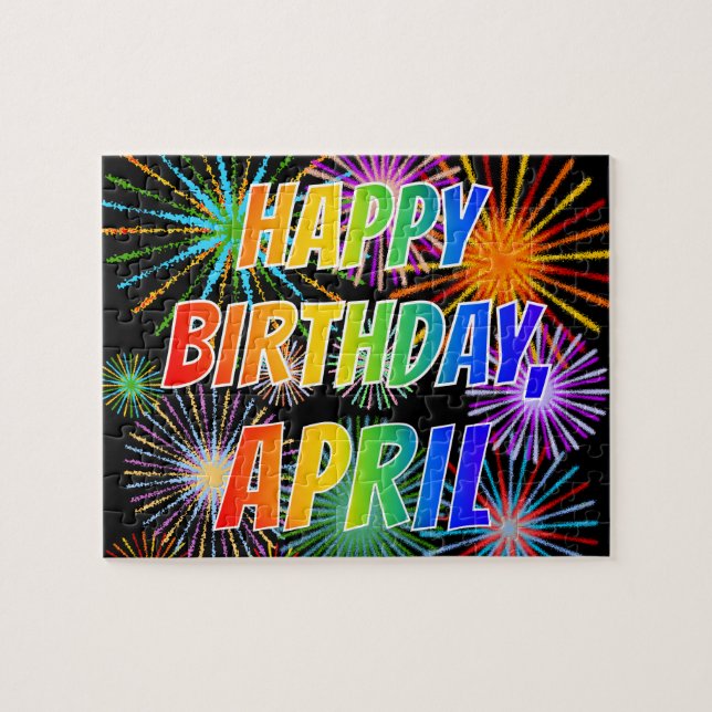 First Name "APRIL", Fun "HAPPY BIRTHDAY" Jigsaw Puzzle (Horizontal)