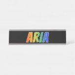 [ Thumbnail: First Name "Aria": Fun Rainbow Coloring Desk Name Plate ]