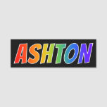 [ Thumbnail: First Name "Ashton": Fun Rainbow Coloring Name Tag ]