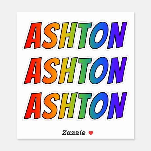 First Name ASHTON w Fun Rainbow Coloring Sticker