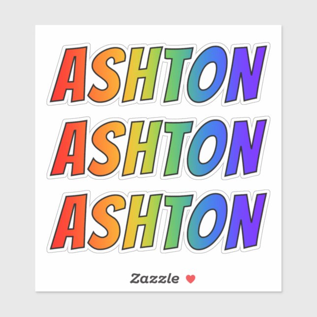 First Name "ASHTON" w/ Fun Rainbow Coloring Sticker (Sheet)