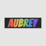 [ Thumbnail: First Name "Aubrey": Fun Rainbow Coloring Name Tag ]