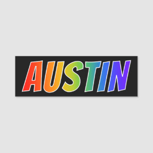 First Name "AUSTIN": Fun Rainbow Coloring Name Tag