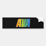 [ Thumbnail: First Name "Ava": Fun Rainbow Coloring Bumper Sticker ]