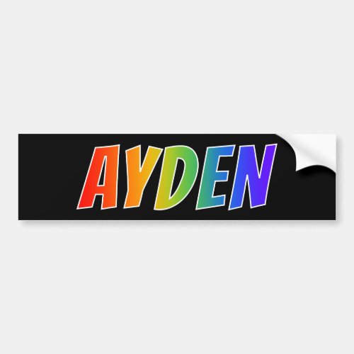 First Name AYDEN Fun Rainbow Coloring Bumper Sticker