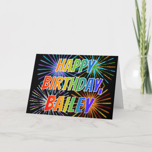 First Name "BAILEY" Fun "HAPPY BIRTHDAY" Card (Front)