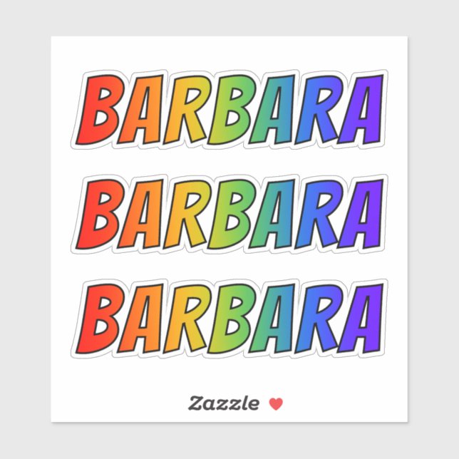 First Name "BARBARA" w/ Fun Rainbow Coloring Sticker (Sheet)