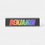 [ Thumbnail: First Name "Benjamin": Fun Rainbow Coloring Desk Name Plate ]