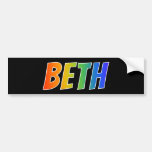 [ Thumbnail: First Name "Beth": Fun Rainbow Coloring Bumper Sticker ]