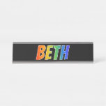 [ Thumbnail: First Name "Beth": Fun Rainbow Coloring Desk Name Plate ]