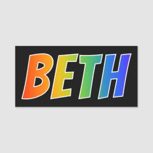 First Name "BETH": Fun Rainbow Coloring Name Tag
