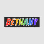 [ Thumbnail: First Name "Bethany": Fun Rainbow Coloring Name Tag ]