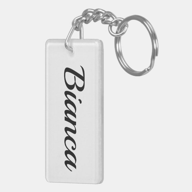first name Bianca black and white Keychain (Back Right)