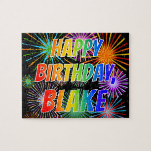 First Name "BLAKE", Fun "HAPPY BIRTHDAY" Jigsaw Puzzle