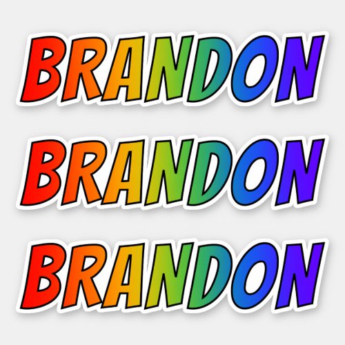 First Name BRANDON w Fun Rainbow Coloring Sticker