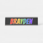 [ Thumbnail: First Name "Brayden": Fun Rainbow Coloring Desk Name Plate ]