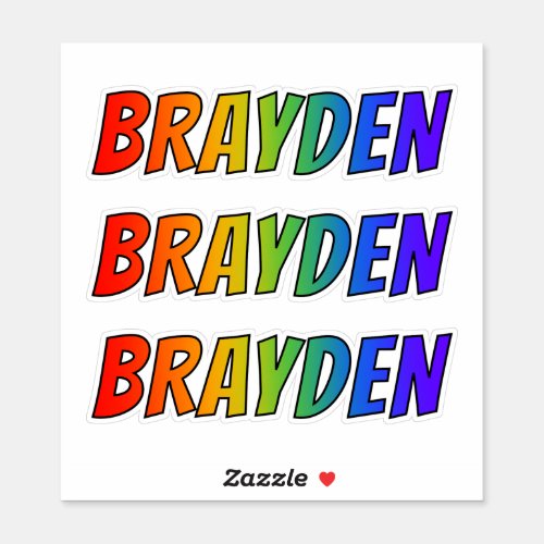 First Name BRAYDEN w Fun Rainbow Coloring Sticker