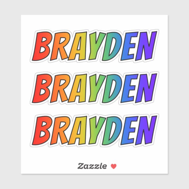 First Name "BRAYDEN" w/ Fun Rainbow Coloring Sticker (Sheet)