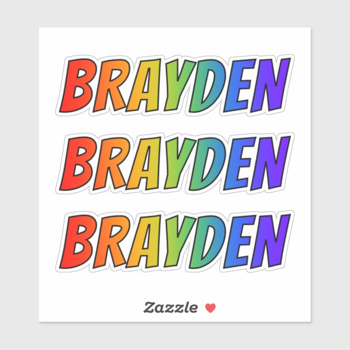 First Name Brayden W Fun Rainbow Coloring Sticker Zazzle Com