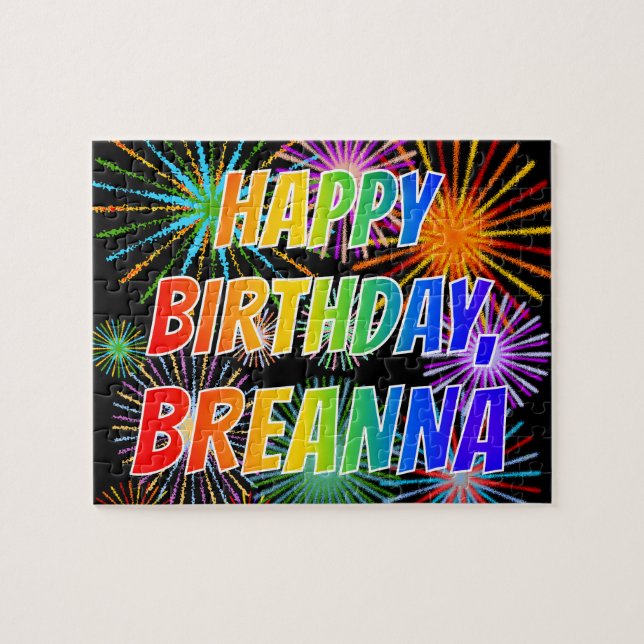 First Name "BREANNA", Fun "HAPPY BIRTHDAY" Jigsaw Puzzle (Horizontal)