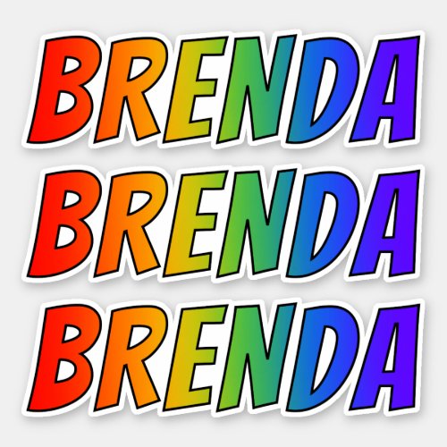 First Name BRENDA w Fun Rainbow Coloring Sticker