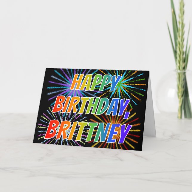 First Name "BRITTNEY" Fun "HAPPY BIRTHDAY" Card (Front)