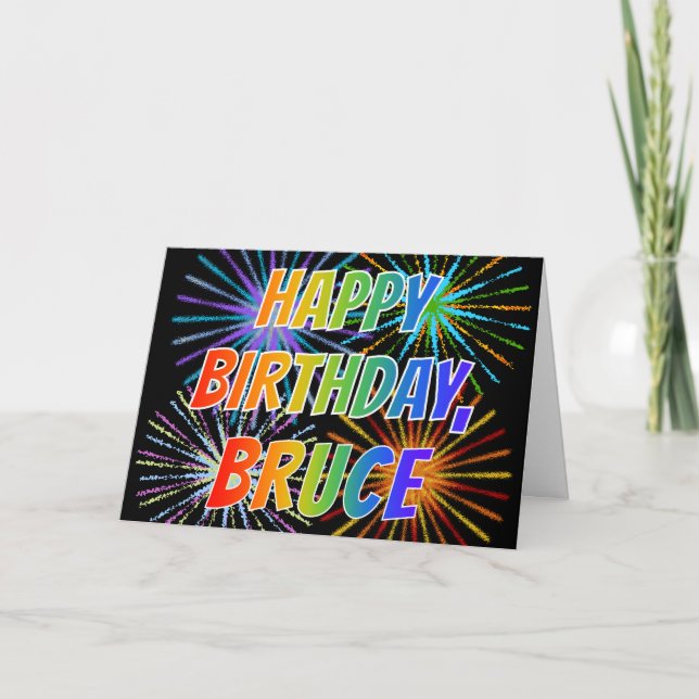 First Name "BRUCE" Fun "HAPPY BIRTHDAY" Card (Front)