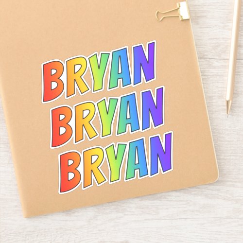 First Name BRYAN w Fun Rainbow Coloring Sticker