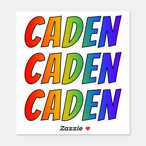 First Name CADEN w Fun Rainbow Coloring Sticker