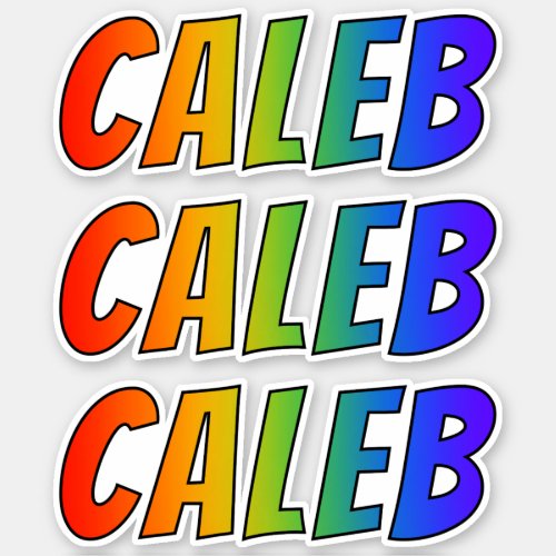 First Name CALEB w Fun Rainbow Coloring Sticker