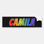 [ Thumbnail: First Name "Camila": Fun Rainbow Coloring Bumper Sticker ]