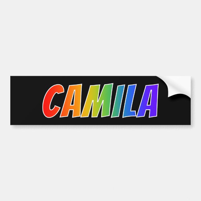 First Name "CAMILA": Fun Rainbow Coloring Bumper Sticker (Front)