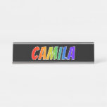 [ Thumbnail: First Name "Camila": Fun Rainbow Coloring Desk Name Plate ]
