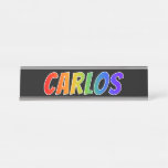 [ Thumbnail: First Name "Carlos": Fun Rainbow Coloring Desk Name Plate ]