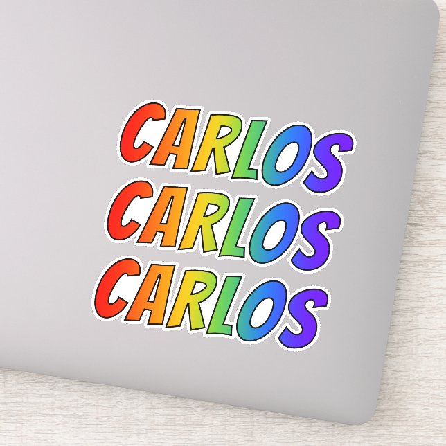 First Name "CARLOS" w/ Fun Rainbow Coloring Sticker (Detail)